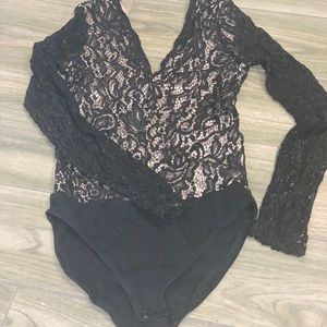 Express Lace Long Sleeve Bodysuit